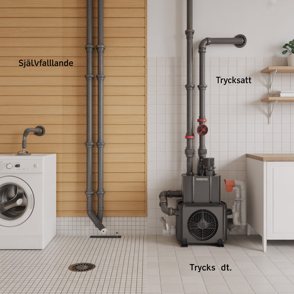 9.Vad ar skillnaden mellan trycksatt och sjalvfallande avlopp