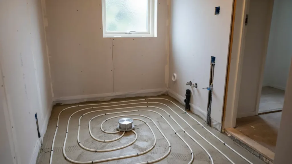 golvvarme installerad i badrumsrenovering i vastertorp rimbo 1448